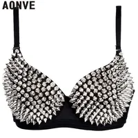 AONVE date Sexy Lingerie Sexy femmes strass couverture soutien-gorge haut or/argent plongeant fil gratuit Bralete mode paillettes couverture haut 1