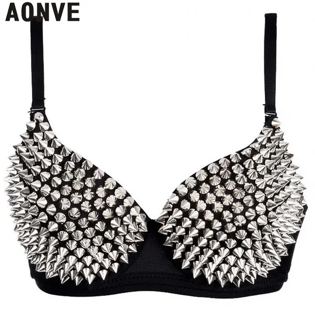 AONVE date Sexy Lingerie Sexy femmes strass couverture soutien-gorge haut or/argent plongeant fil gratuit Bralete mode paillettes couverture haut 1