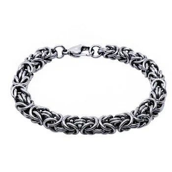 

Vintage Wave Do Old Process Men Women Retro Style Jewelry Men's and Women's Titanium Stainless Steel Byzantine Chain Bracelet