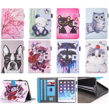 

Fashion Cartoon Silicone PU Leather Flip Case For Apple iPad Mini 1 2 3 4 Smart Case Cover Funda Owl Dog Cat Pattern Stand Shell