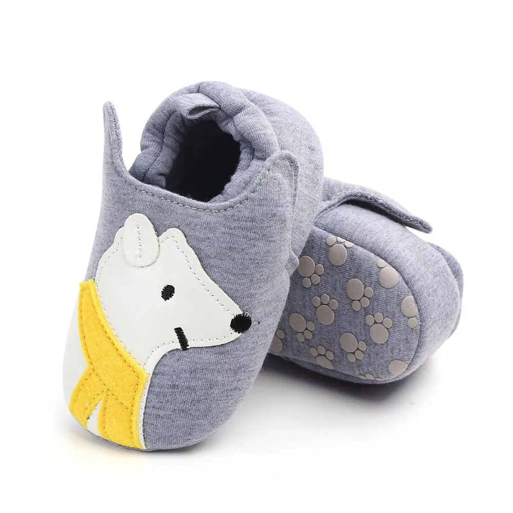 Новинка весны милый животных печати детская обувь мягкие туфли для малышей для новорожденных девочек и мальчиков первые ходоки От 0 до 1 года - Цвет: Grey bear