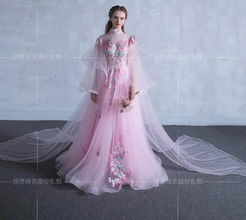 100%real Light Pale Pink Fairy Long Sleeve Cosplay Ball Gown Royal Princess  Medieval Renaissance Victorian Dress Belle Ball - Cosplay Costumes -  AliExpress
