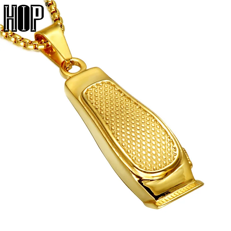 

HIP Hop Haircut Machine Barber Necklace Gold Color 316L Stainless Steel Chain Pendants Necklaces for Men Charm Jewelry