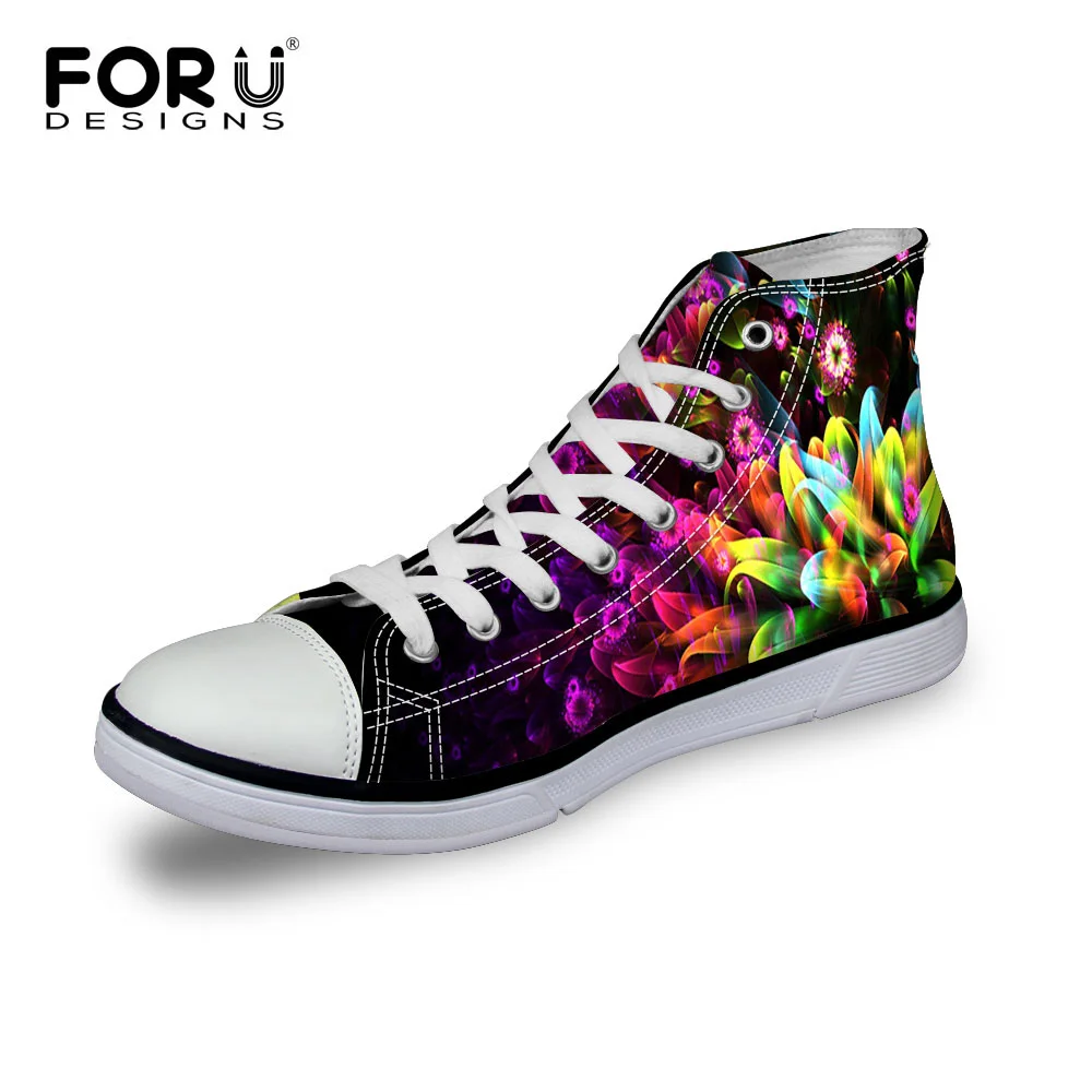 

FORUDESIGNS Women Canvas Shoes for 2017 Spring Autumn Female High Top 3D Mixed Color Printing Vulcanized Classic Casual Shoes