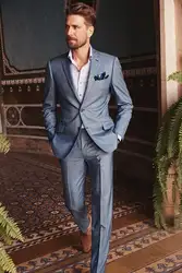 Серый Свадебный костюм для мужчин Slim Fit формальный смокинг Traje Hombre Mariage Летний Пляжный 2 шт. мужские костюмы с брюками деловой костюм