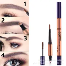 Горячая 3in1multi-функция 3D карандаш для бровей+ пудра для бровей палочка+ тушь водостойкая
