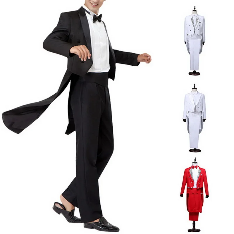 Oeak 2019 Classic Formal Men Tuxedo Blazers Suit Set Solid Sequin Tailcoat Tuxedo Wedding Groom Suits Sets Men Stage Costume New Oeak 2019 Classic Formal Men Tuxedo Blazers Suit Set Solid Sequin Tailcoat Tuxedo Wedding Groom Suits Sets Men Stage Costume New
