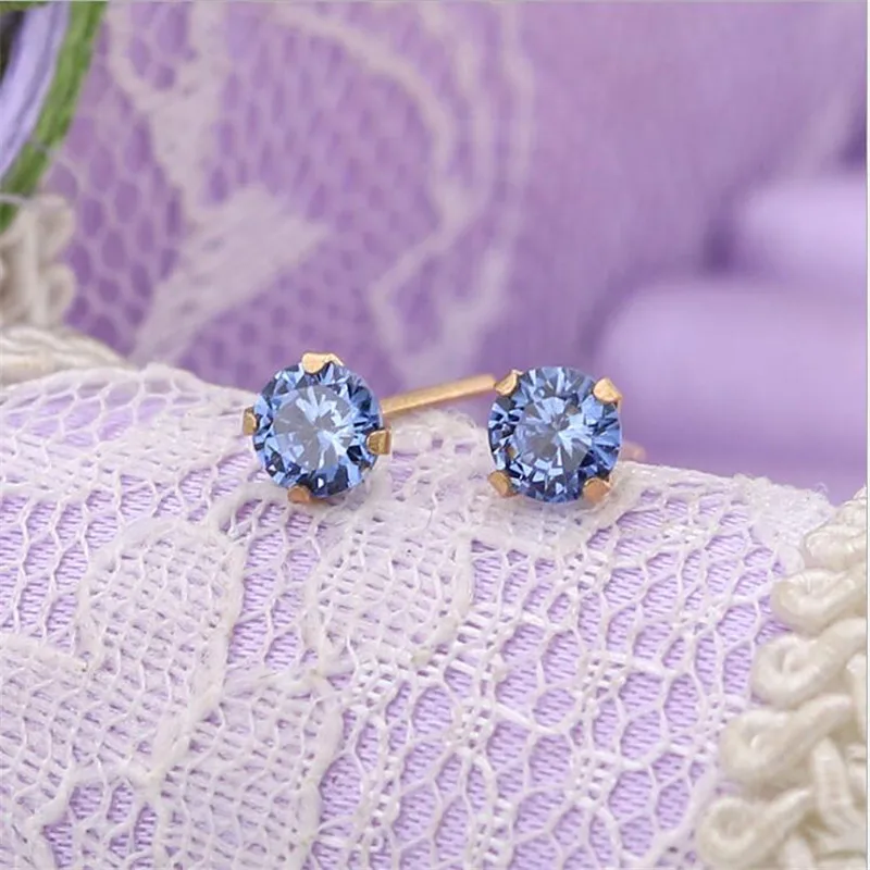 Серьги из нержавеющей стали 316l с круглыми фианитами 4 мм ААА цвета не выцветают