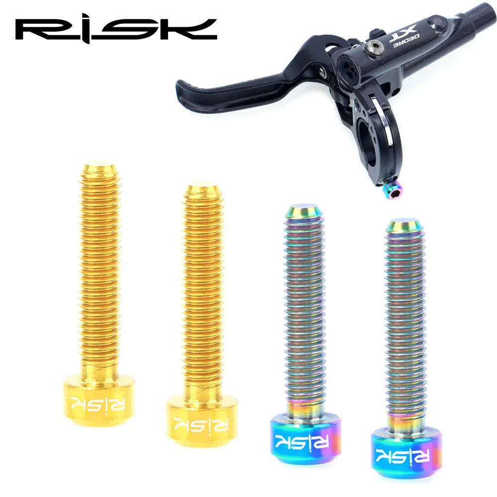 

RISK 2pcs/Set MTB Mountain Bike Bicycle Titanium Alloy M5x25 Brake Lever Fixing Bolts Extended for Guide R RS RSC Brake Bolts