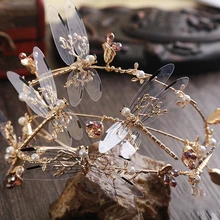 2016 Barroco corona de Tres capas accesorios nupciales del pelo de la nueva corona de la boda de la Libélula belleza coronas y tiaras