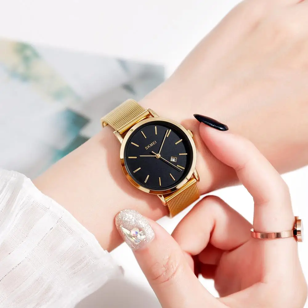 SKMEI Лидирующий бренд, женские часы, модные часы, женские спортивные аналоговые кварцевые часы с датой, повседневные женские часы из нержавеющей стали, наручные часы