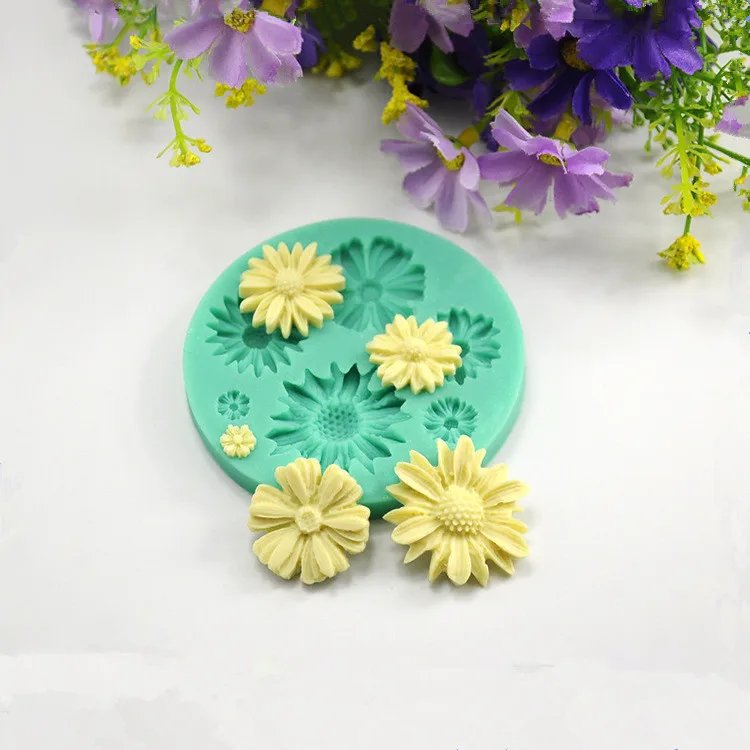 Daisy Flower Fondant Silicone Mold for Decorating Cake 3D Soap Mould