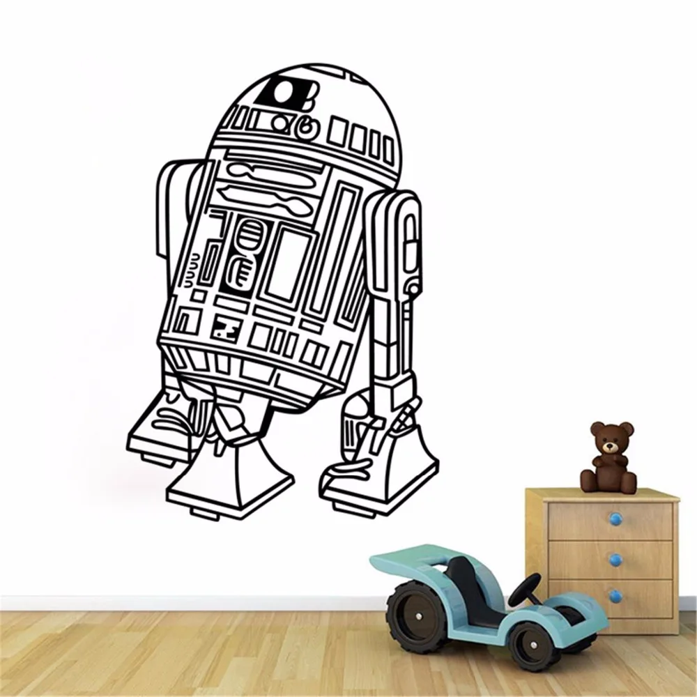 Art Design Star Wars Robot Wall Sticker Quote R2 D2 Decal Vinyl Home Decor Kids Geek Gamer Removable Mural Bedroom Wallpaper Robot Wall Stickers Designer Wall Stickerswall Sticker Aliexpress