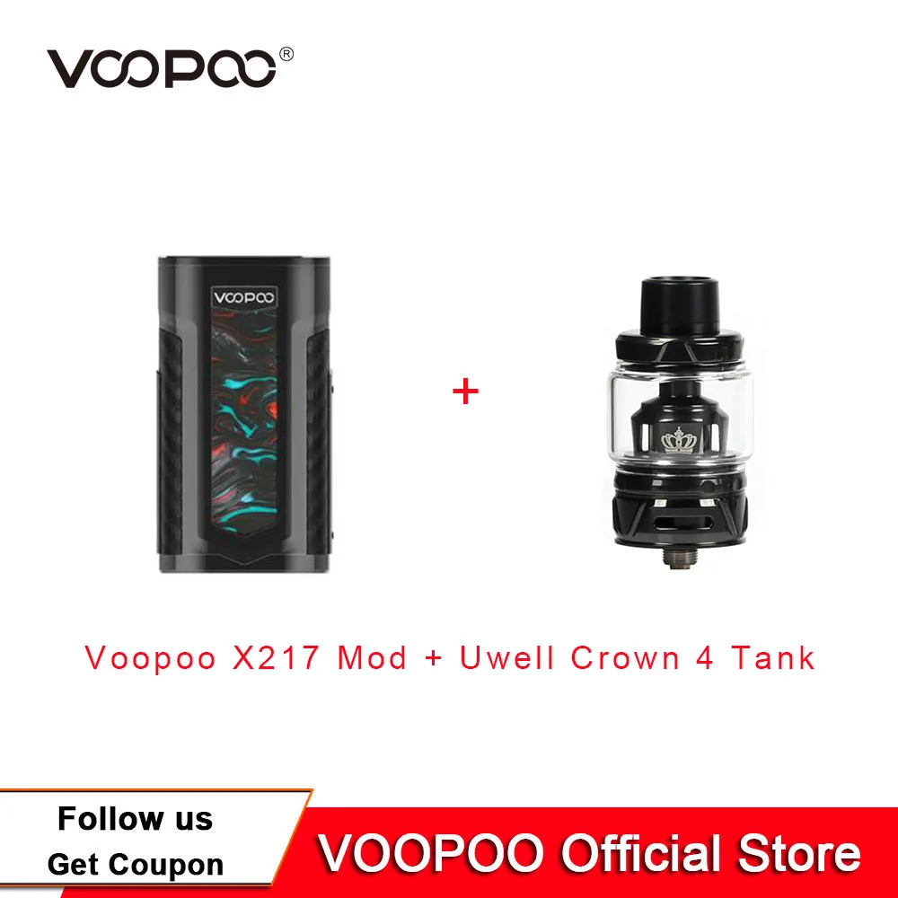 

Hottest VOOPOO X217 Box Mod 217W TC Mod Electronic Cigarette Vape GENE.FAN Chip TFT IPS HD Screen Fit Uwell Crown 4 Tank