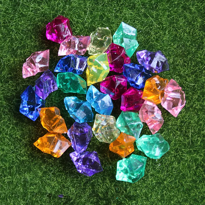 

Acrylic crystal stone color decorative glass fish tank gravel hydroponic simulation fake ice cubes props Vase decoration 100pcs