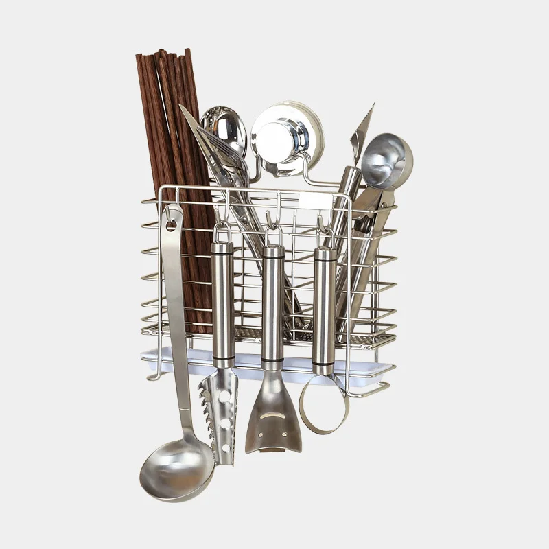 Stainless steel hanging chopstick cage floor type fork spoon holder knife rack reinforced kitchen supplies cutlery organizer