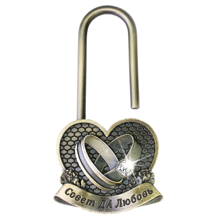 

Rhinestone wedding lock. Marriage lock.vintage wedding decor ornaments. Russian handicraft.small metal lock souvenirs of "love