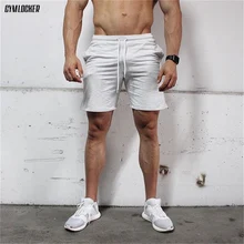 GYMLOCKER одноцветное Для мужчин шорты лето Для мужчин s Пляжные шорты хлопок Повседневное мужской Фитнес бодибилдинг шорты homme брендовая одежда