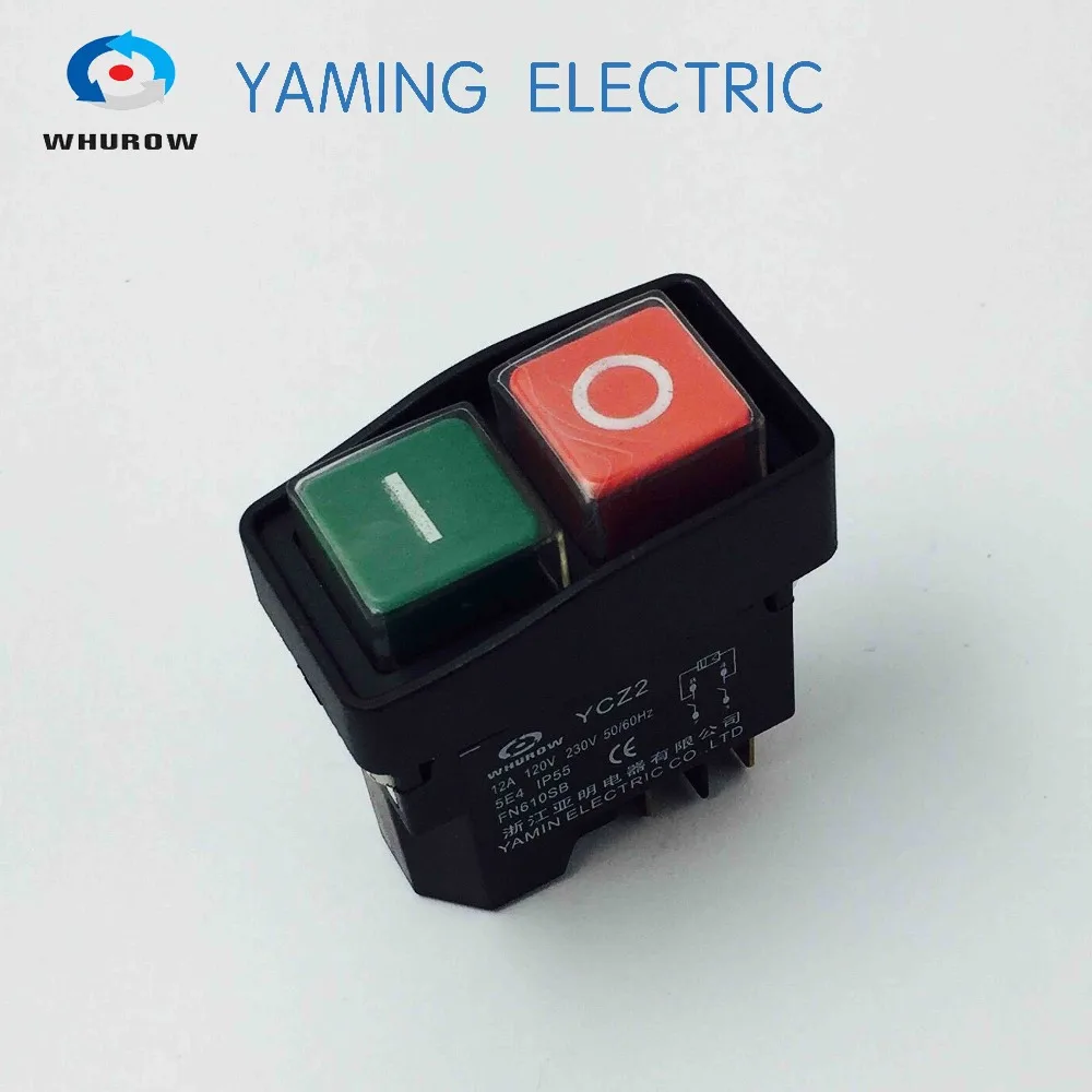 

YCZ2 Electromagnetic switch 4 Pin On Off red green Push Button switch 12A 230V restart and under voltage protetion