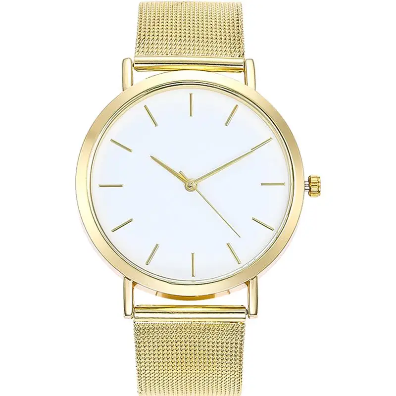 Gold Fashion Women Black Watches Mesh Band Stainless Steel Quartz Wristwatch Ladies Simple Watches Female Elegant Clock Reloj Mujer - Цвет: Gold