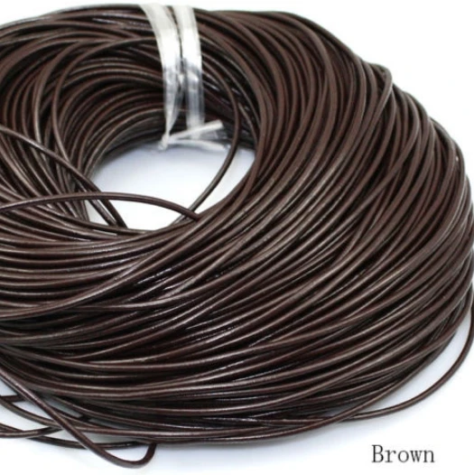 

100M/lot light brown black brown 1mm 1.5mm 2mm wax Round COW Genuine Leather Cord accessories Necklace Rope String Thread t42423