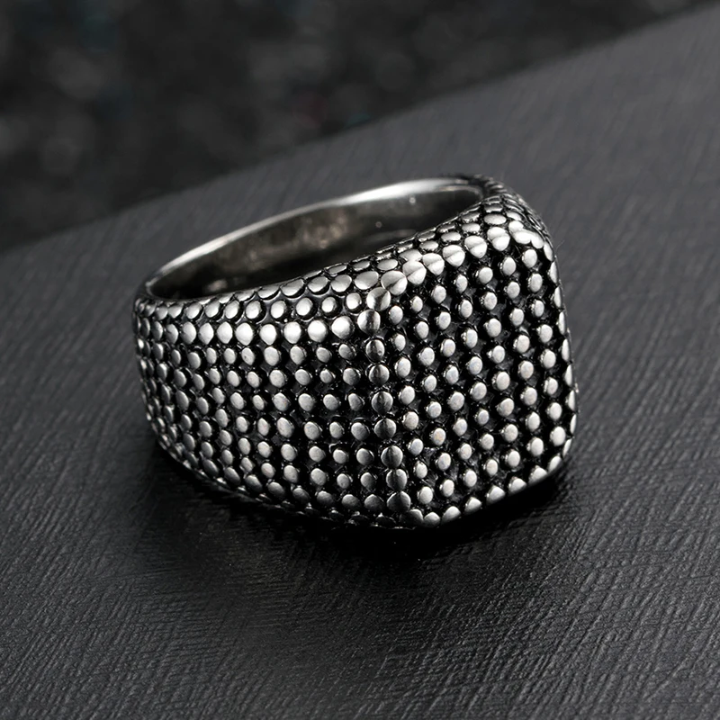 Мужское крутое квадратное титановое кольцо в стиле панк, черное кольцо из нержавеющей стали, Винтажное кольцо в стиле хип-хоп