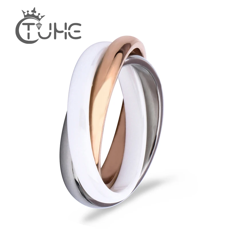 Rose Gold Three Cross Ring Zirconia Fashion White Black Ceramic Rings Jewelry Vintage Ceramic Decorations for Women Wedding Gift