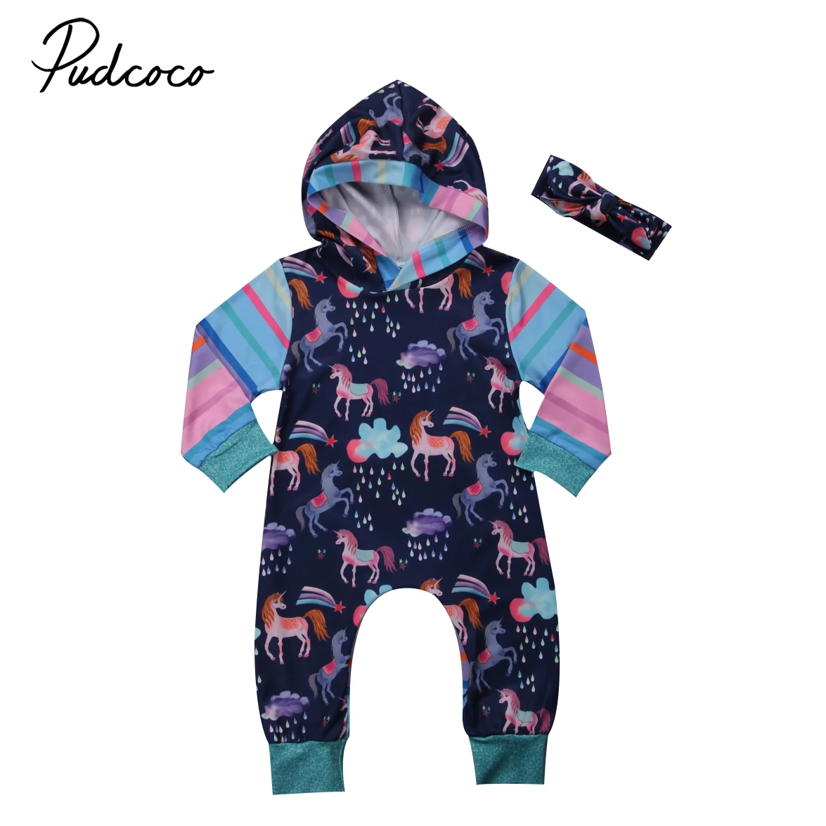 Toddler Baby Girl Boy Clothes Unicorn Long sleeve Hoodies Jumpsuit Romper Spring Autumn Baby