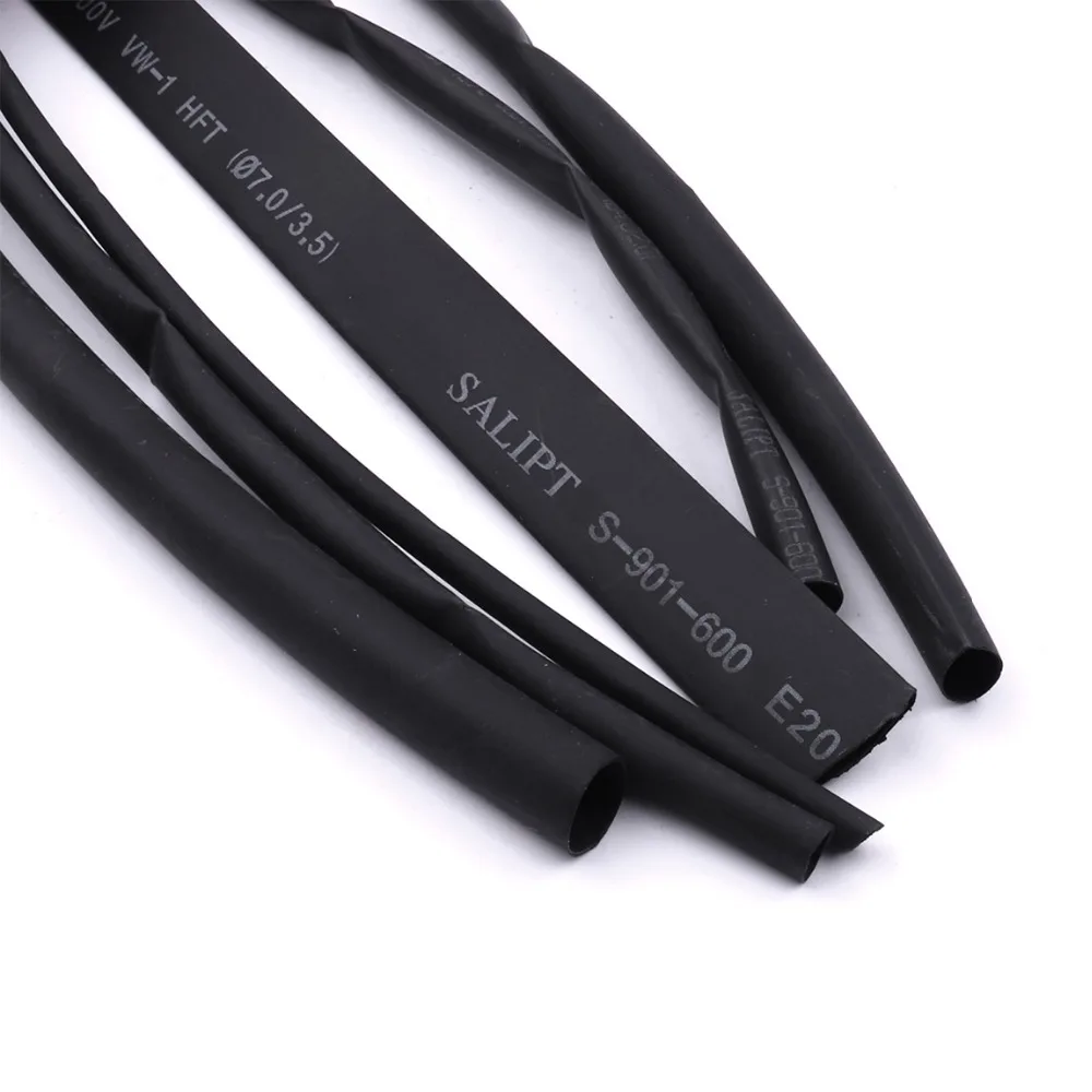 Hot New 1pc 1 Meter Black Heat Shrink Tubing 21 2/3/4/5/6/7mm Heat