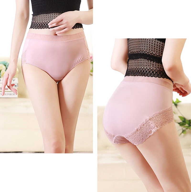 Sexy Lace Panties Women Plus Size Seamless Panties High Waist Underwear Women Cotton  Large Size Ice Silk Panties Brief  10