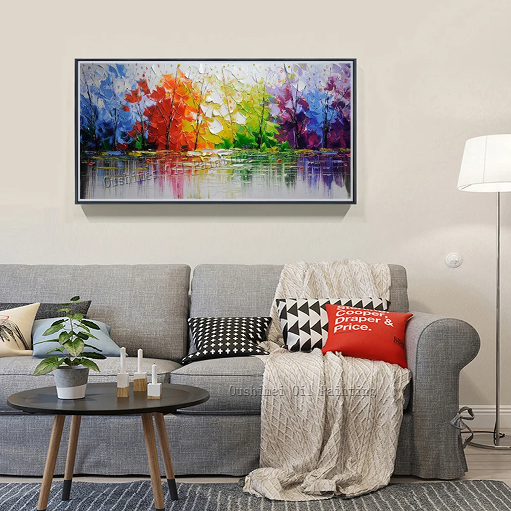 Kaufen Großhandel Hohe Qualität Abstrakte Bäume Ölgemälde Auf Leinwand Handmade Schöne Farben Abstrakte Landschaft Bäume Ölgemälde