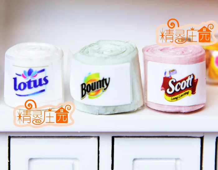 Mini dollhouse Mini furniture accessories high simulation bathroom roll 3 sets