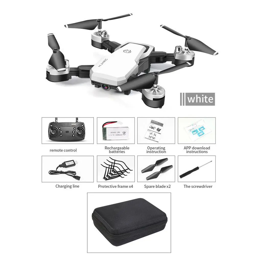2MP Bag White HJ28 складной Радиоуправляемый Дрон 4 канала Wifi 2MP/5MP FPV камера Дрон высота удержания жестов фото/видео Радиоуправляемый квадрокоптер модель вертолета - Цвет: 2MP Bag White