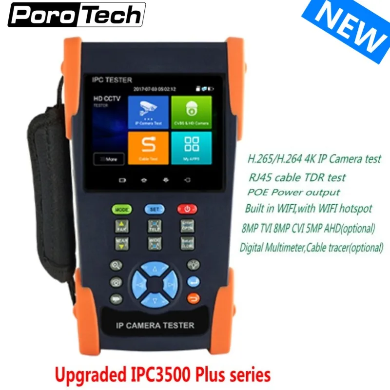

New H.265 4K IP Camera tester IPC3500 Plus TVI CVI AHD Analog CCTV Tester Monitor with Digital multimeter,Cable tracer,WIFI PoE