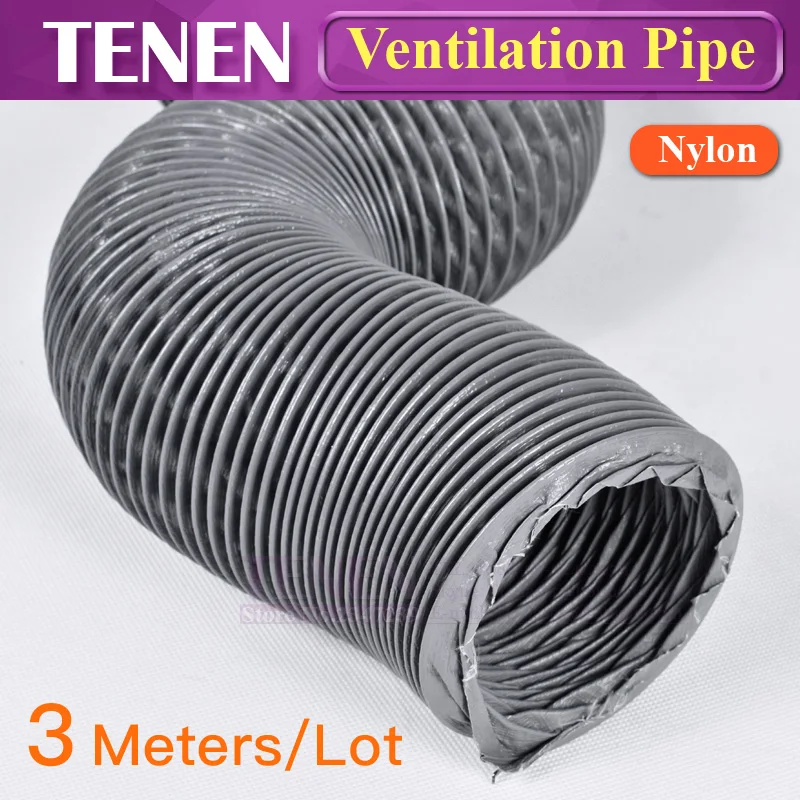 3m/Lot 4" 100mm Nylon Fabric Ventilation Pipe 150mm Ventilator Hose Telescopic Tube Nylon Fittings