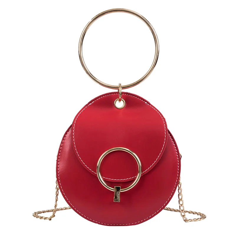 

2019 Summer New Round Handbag pu Leather Women Shoulder Bags Designer Chain Women Bag Fashion Messenger Bags For Lady Lock Tote