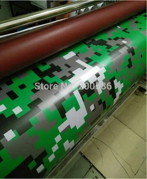

Green Digital Camouflage Full Body Car Wrap Skin With Air Bubble Free Green Arctic Tiger Camo For Auto Size 1.52*30m/Roll