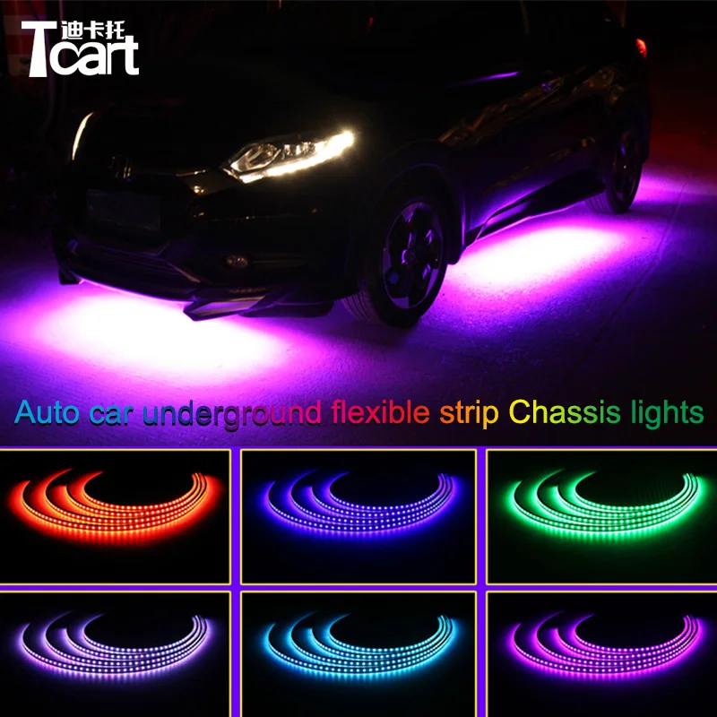 Tcart приложение управление RGB светодиодный для vw golf 4 mk4 полосы под автомобильную трубу дном система подсвечивания неоновый светильник с дистанционным управлением