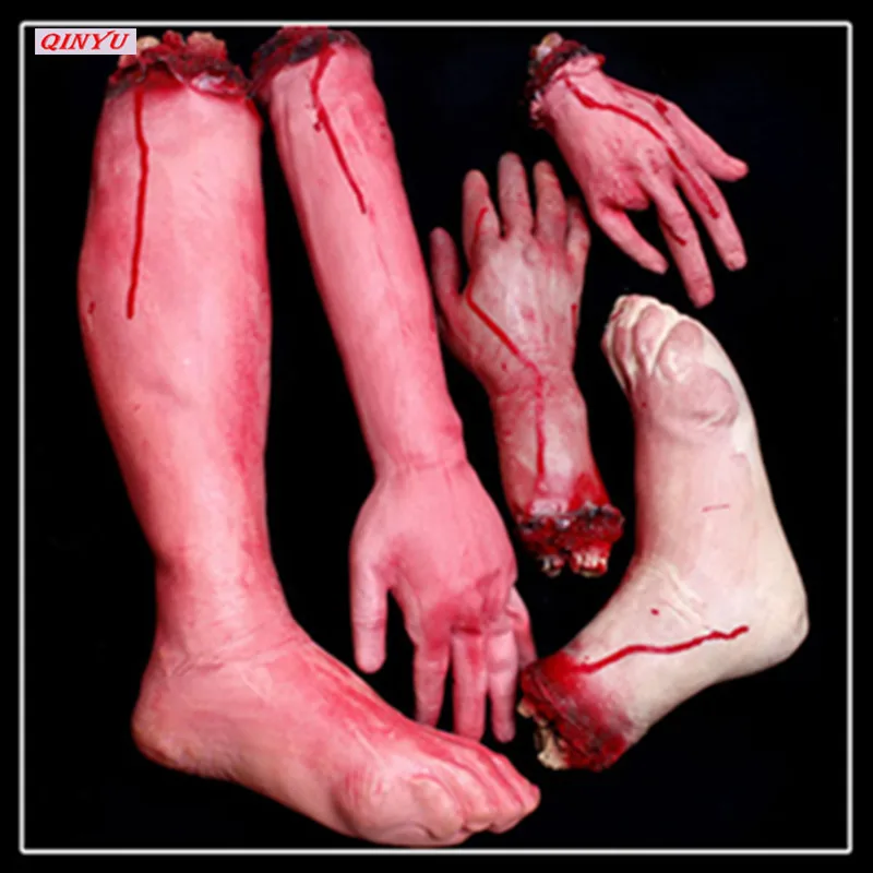 1 stks Bloed Horror Simulatie Decoratie реквизит на Хэллоуин Gebroken Grote voeten Afgehakte Bloody Ledematen 5z HH022