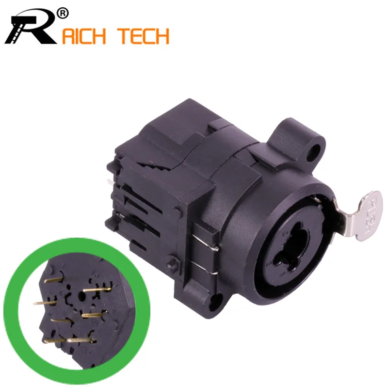

1pc 7PIN Straight XLR Connector Dual Functions 3Pin XLR Female Jack Socket Panel Mount+Audio Jack 6.35mm Female Powercon Jack