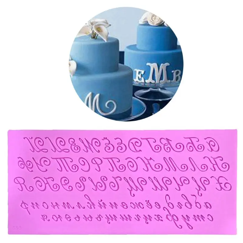 

3D Russian Letter Silicone Cake Fondant DIY Mold Handwriting Alphabet Candy Pudding Chocolate Kitchen Mould SoapTray Baking Tool