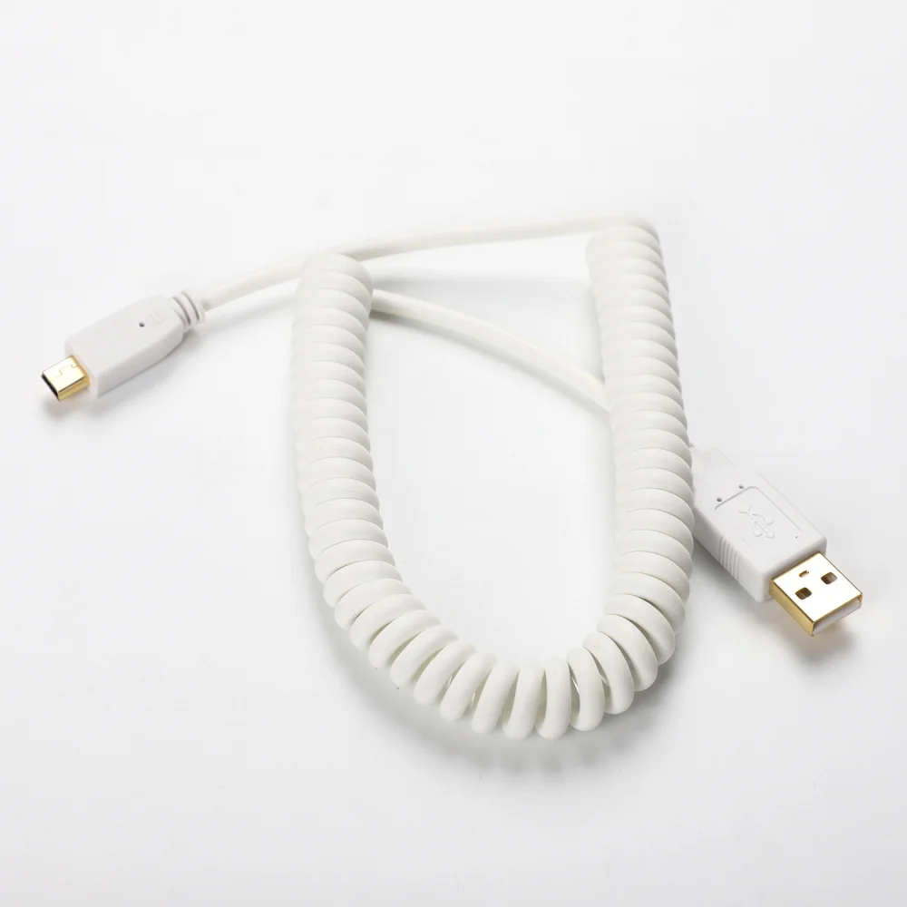Мини USB 2,0 прочный кабель линии передачи данных 1,5 м 5 Pin спиральный кабель для клавиатуры
