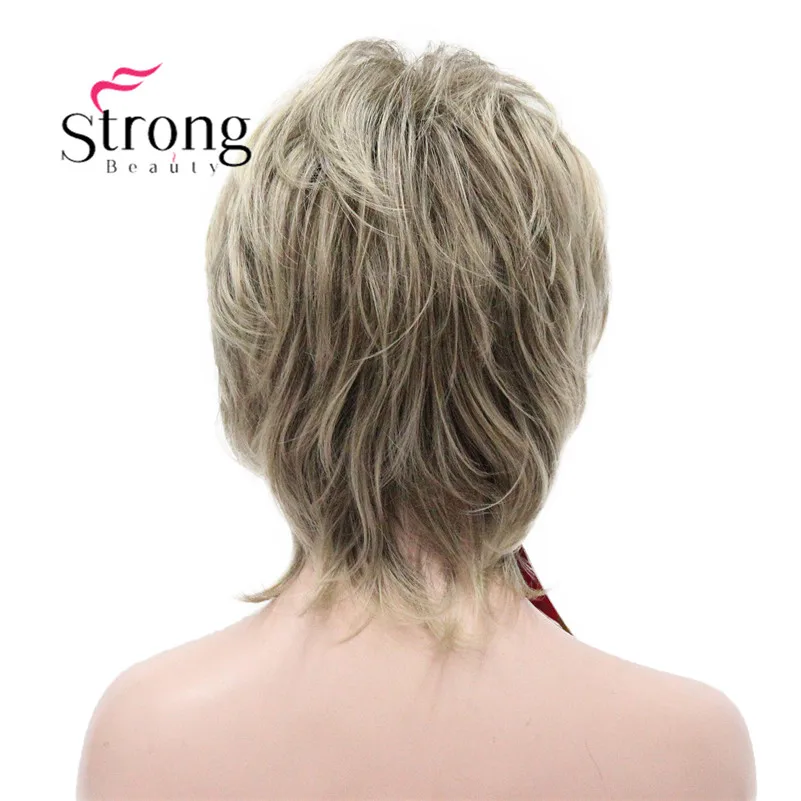 L-1943A #R10-24 Elegant Bady Wavy Medium Brown Mix Dark Blonde Neck Length Synthetic Women's Wig (3)