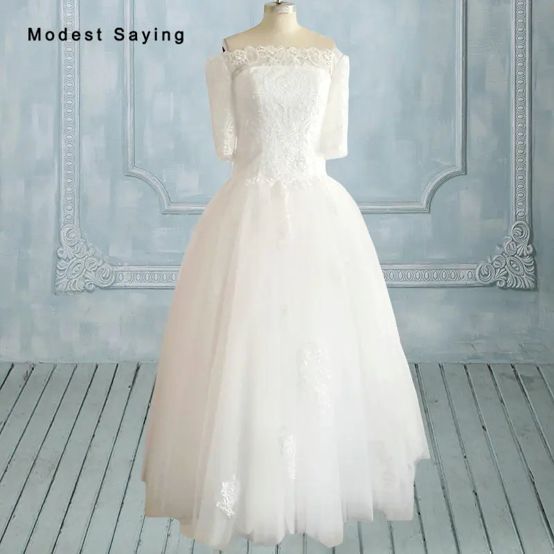 Buy Elegant White Ball Gown Off Shoulder Lace Wedding