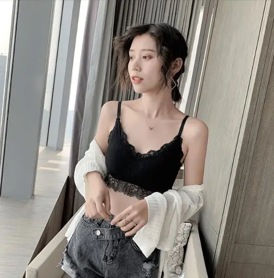 

Sexy V Neck Floral Lace Bras Bralette Intimates Thin Belt Lingerie Wire free Seamless Underwear For Women