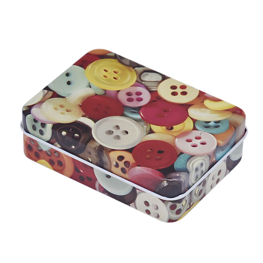 

Small Mental Storage Jars Rectangular Gift Jewelry Box Home Decoration Button Pattern Organizer Wonderful Storage Tin Gift Jewel