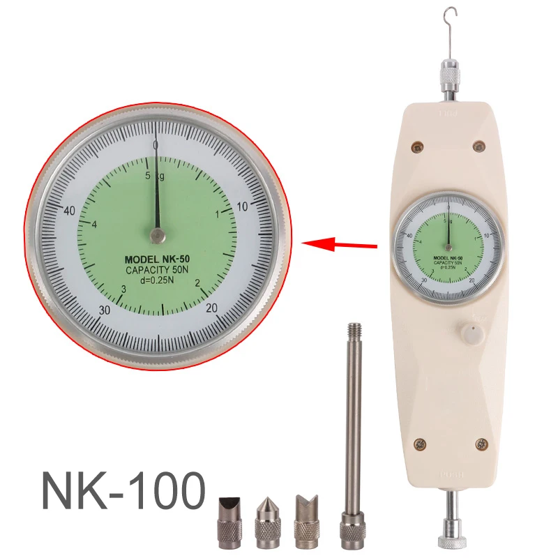 

NK-100 Analog Dynamometer Measuring Instruments Thrust Torque Tester Push Pull Force Gauge Tension Meter High Quality