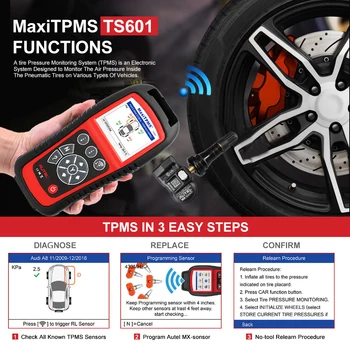 AUTEL MaxiTPMS TS601 TPMS Car Diagnostic tool OBD2 Scanner Automotive Activator Tire repair tools Sensor programming Code Reader 2