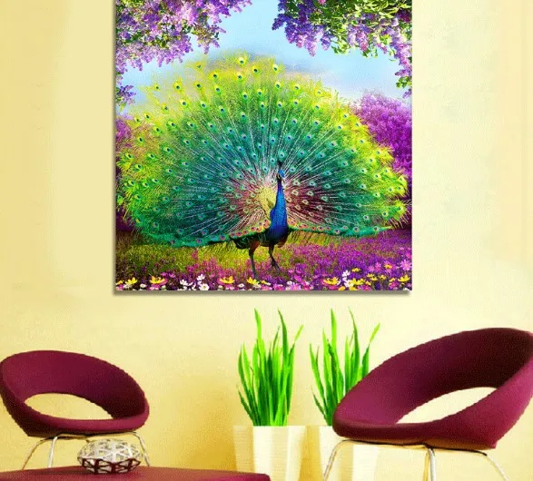 CAMMITEVER 5D DIY Diamond Painting Peacock Embroidery Full Square Cross Stitch Rhinestone Mosaic Home Decor Gif | Дом и сад