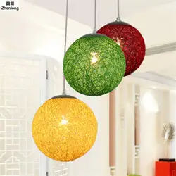 Творческая личность EDISON ЛАМПЫ красочные подвесные светильники ресторан кафе светильники ротанг поле паста мяч E27 светодиодный подвесной